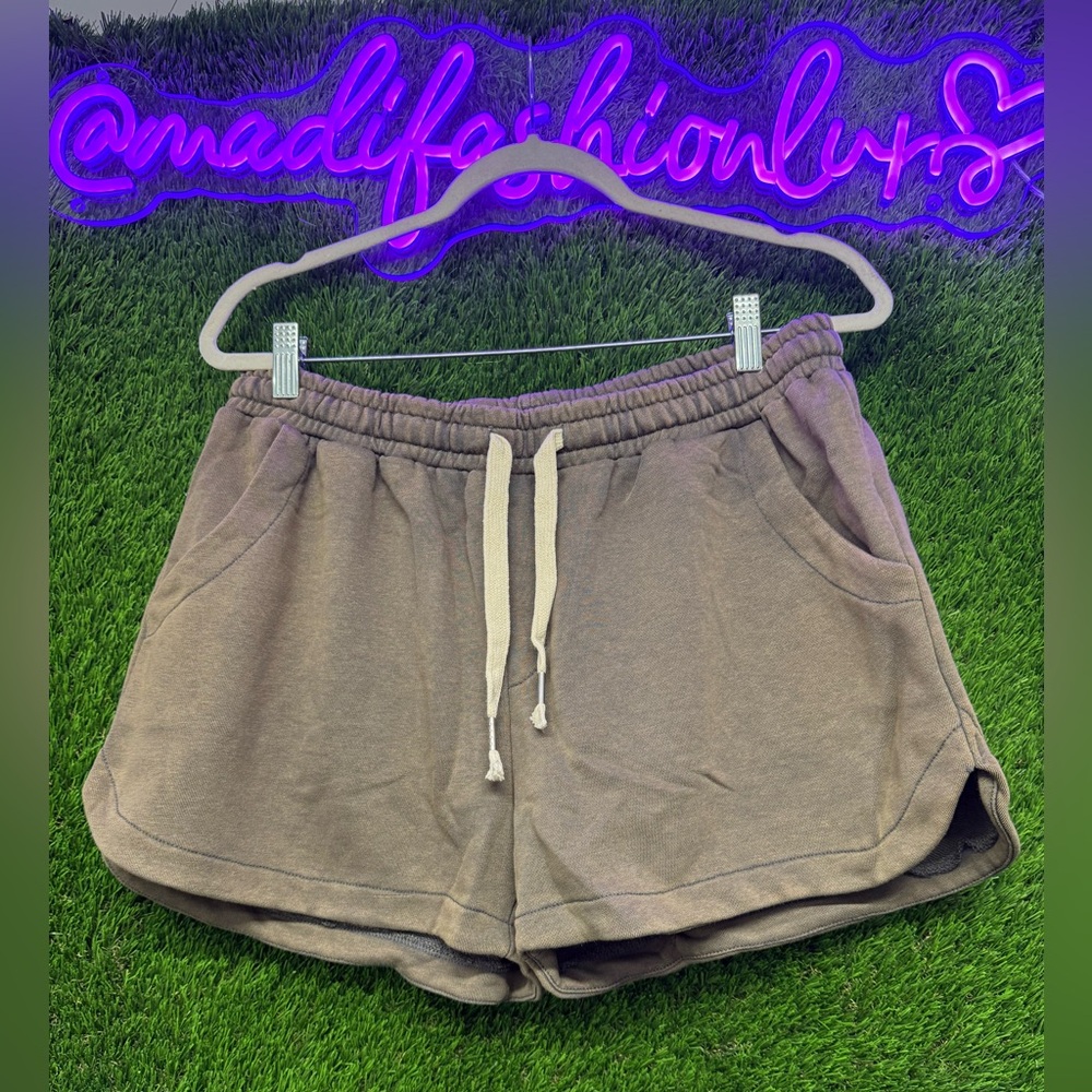 POL Grey acid washed Athletic Shorts
